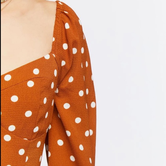 Polka Dot Midi Dress in Burnt Orange Small - Picture 3 of 16
